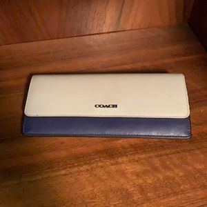 White and Purple Leather Coach Wallet